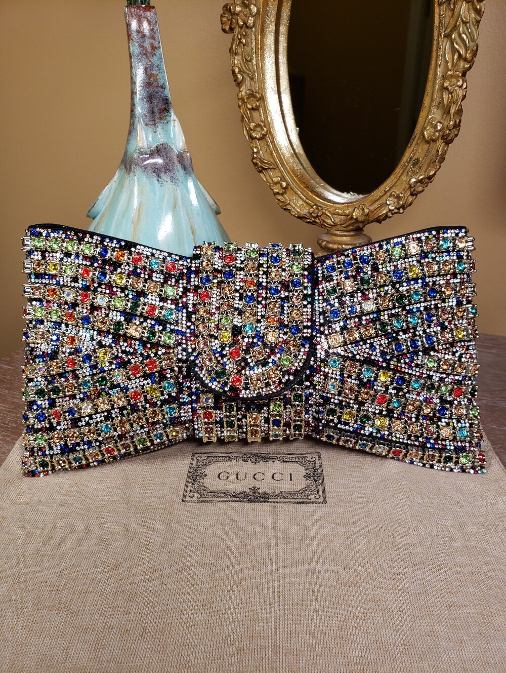 Multicolor Crystal Bow Embellished Clutch NWT! - Picture 2 of 8
